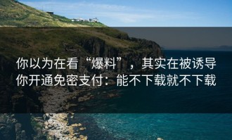 你以为在看“爆料”，其实在被诱导你开通免密支付：能不下载就不下载
