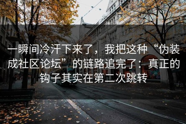 一瞬间冷汗下来了，我把这种“伪装成社区论坛”的链路追完了：真正的钩子其实在第二次跳转