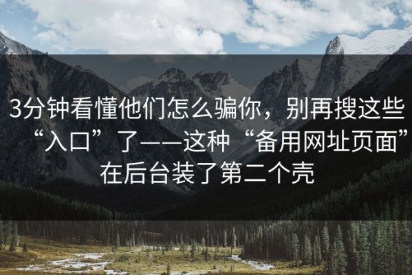 3分钟看懂他们怎么骗你，别再搜这些“入口”了——这种“备用网址页面”在后台装了第二个壳