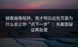 越看越像陷阱，我才明白这些页面为什么总让你“点下一步”；先截图留证再处理