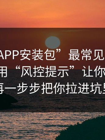 这种“APP安装包”最常见的套路：先让你用“风控提示”让你刷流水，再一步步把你拉进坑里
