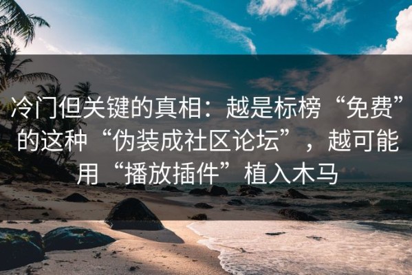 冷门但关键的真相：越是标榜“免费”的这种“伪装成社区论坛”，越可能用“播放插件”植入木马