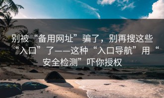 别被“备用网址”骗了，别再搜这些“入口”了——这种“入口导航”用“安全检测”吓你授权