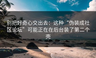 别把好奇心交出去：这种“伪装成社区论坛”可能正在在后台装了第二个壳