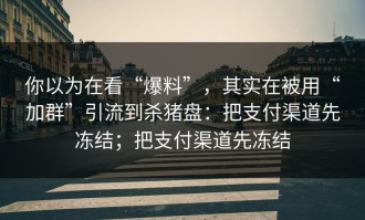 你以为在看“爆料”，其实在被用“加群”引流到杀猪盘：把支付渠道先冻结；把支付渠道先冻结