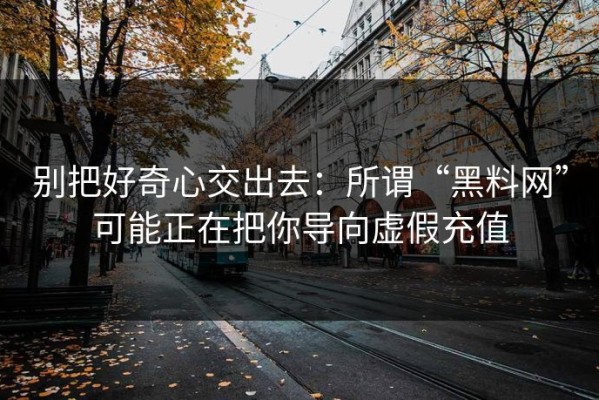 别把好奇心交出去：所谓“黑料网”可能正在把你导向虚假充值