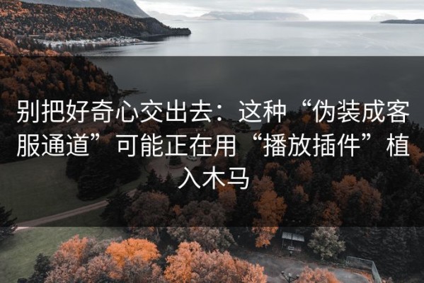 别把好奇心交出去：这种“伪装成客服通道”可能正在用“播放插件”植入木马