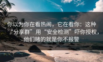 你以为你在看热闹，它在看你：这种“分享群”用“安全检测”吓你授权，他们赌的就是你不报警
