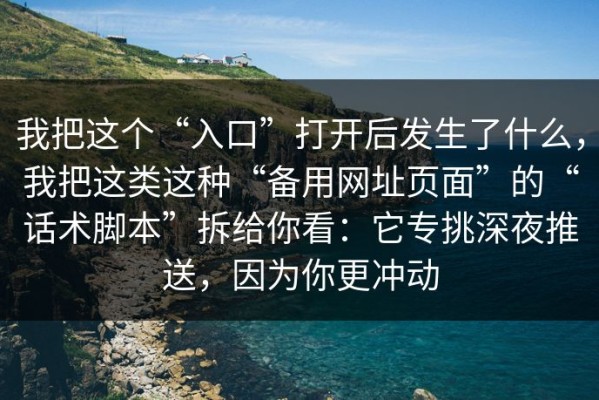 我把这个“入口”打开后发生了什么，我把这类这种“备用网址页面”的“话术脚本”拆给你看：它专挑深夜推送，因为你更冲动