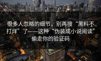 很多人忽略的细节，别再搜“黑料不打烊”了——这种“伪装成小说阅读”偷走你的验证码