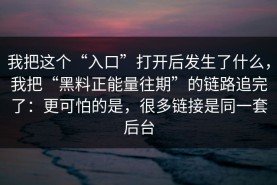 我把这个“入口”打开后发生了什么，我把“黑料正能量往期”的链路追完了：更可怕的是，很多链接是同一套后台