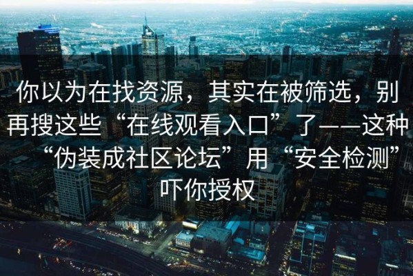 你以为在找资源，其实在被筛选，别再搜这些“在线观看入口”了——这种“伪装成社区论坛”用“安全检测”吓你授权