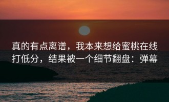 真的有点离谱，我本来想给蜜桃在线打低分，结果被一个细节翻盘：弹幕