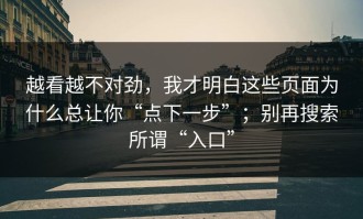 越看越不对劲，我才明白这些页面为什么总让你“点下一步”；别再搜索所谓“入口”