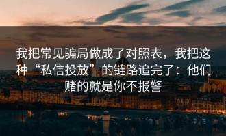 我把常见骗局做成了对照表，我把这种“私信投放”的链路追完了：他们赌的就是你不报警