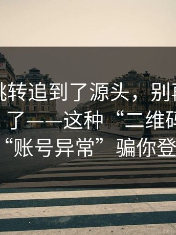 我顺着跳转追到了源头，别再搜这些“入口”了——这种“二维码海报”用“账号异常”骗你登录