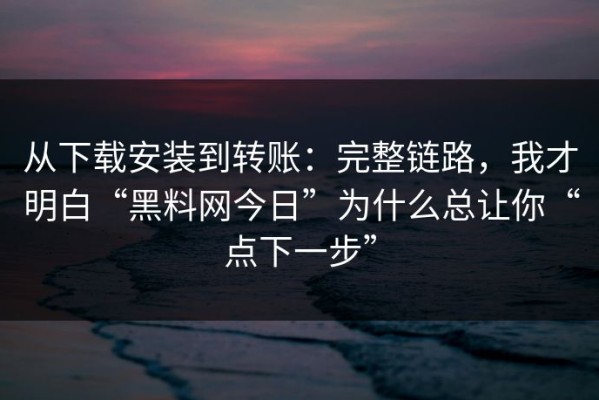从下载安装到转账：完整链路，我才明白“黑料网今日”为什么总让你“点下一步”