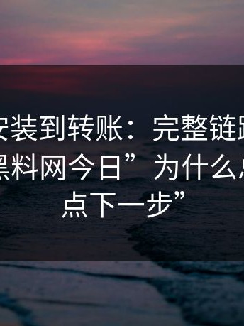 从下载安装到转账：完整链路，我才明白“黑料网今日”为什么总让你“点下一步”
