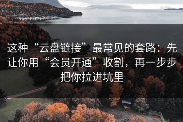 这种“云盘链接”最常见的套路：先让你用“会员开通”收割，再一步步把你拉进坑里