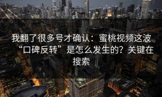 我翻了很多号才确认：蜜桃视频这波“口碑反转”是怎么发生的？关键在搜索