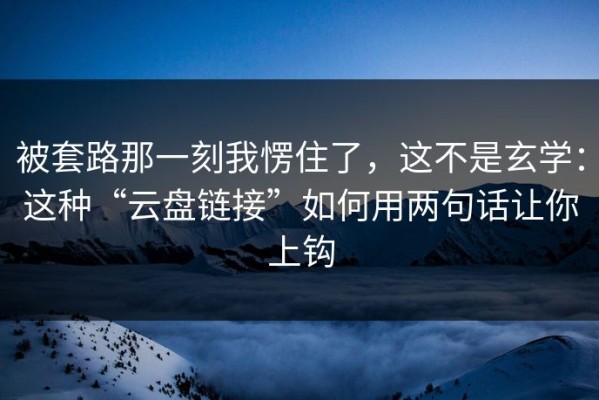 被套路那一刻我愣住了，这不是玄学：这种“云盘链接”如何用两句话让你上钩