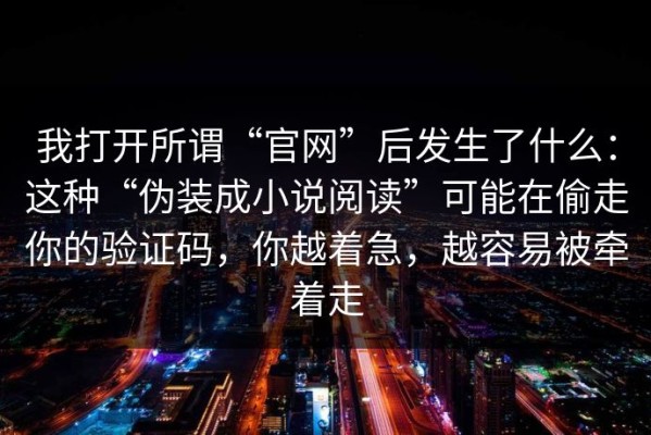 我打开所谓“官网”后发生了什么：这种“伪装成小说阅读”可能在偷走你的验证码，你越着急，越容易被牵着走