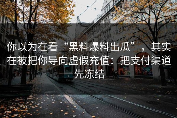 你以为在看“黑料爆料出瓜”，其实在被把你导向虚假充值：把支付渠道先冻结