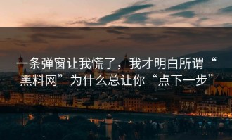 一条弹窗让我慌了，我才明白所谓“黑料网”为什么总让你“点下一步”