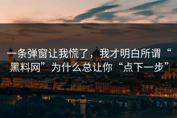 一条弹窗让我慌了，我才明白所谓“黑料网”为什么总让你“点下一步”