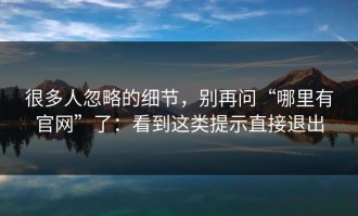 很多人忽略的细节，别再问“哪里有官网”了：看到这类提示直接退出