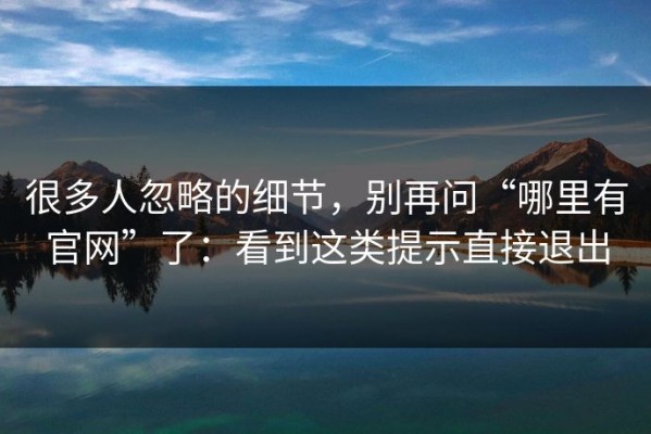 很多人忽略的细节，别再问“哪里有官网”了：看到这类提示直接退出