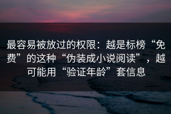 最容易被放过的权限：越是标榜“免费”的这种“伪装成小说阅读”，越可能用“验证年龄”套信息