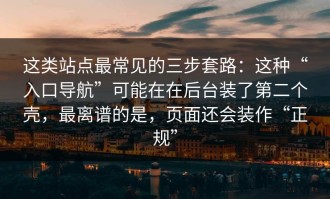 这类站点最常见的三步套路：这种“入口导航”可能在在后台装了第二个壳，最离谱的是，页面还会装作“正规”