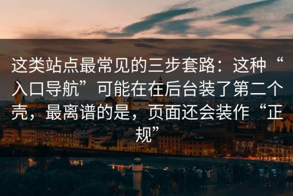 这类站点最常见的三步套路：这种“入口导航”可能在在后台装了第二个壳，最离谱的是，页面还会装作“正规”