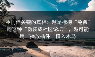 冷门但关键的真相：越是标榜“免费”的这种“伪装成社区论坛”，越可能用“播放插件”植入木马