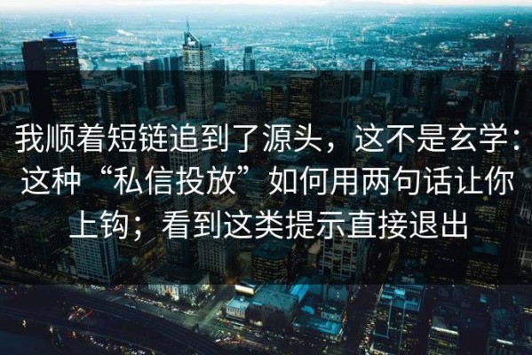 我顺着短链追到了源头，这不是玄学：这种“私信投放”如何用两句话让你上钩；看到这类提示直接退出