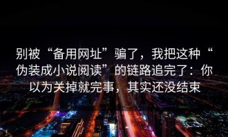 别被“备用网址”骗了，我把这种“伪装成小说阅读”的链路追完了：你以为关掉就完事，其实还没结束