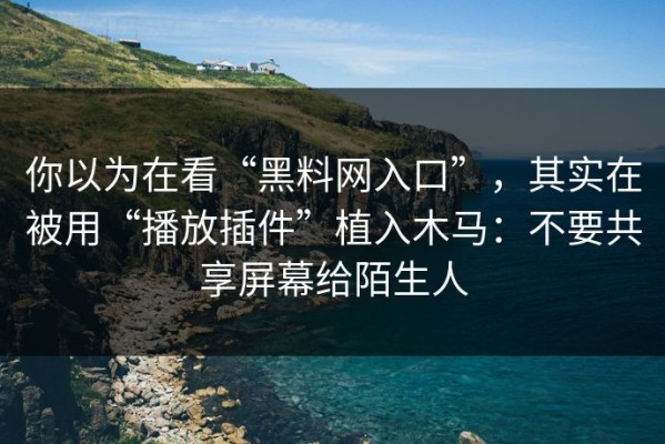 你以为在看“黑料网入口”，其实在被用“播放插件”植入木马：不要共享屏幕给陌生人