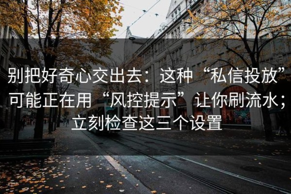 别把好奇心交出去：这种“私信投放”可能正在用“风控提示”让你刷流水；立刻检查这三个设置