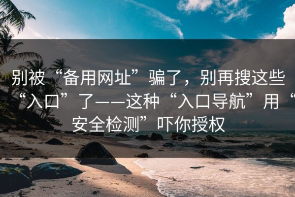 别被“备用网址”骗了，别再搜这些“入口”了——这种“入口导航”用“安全检测”吓你授权