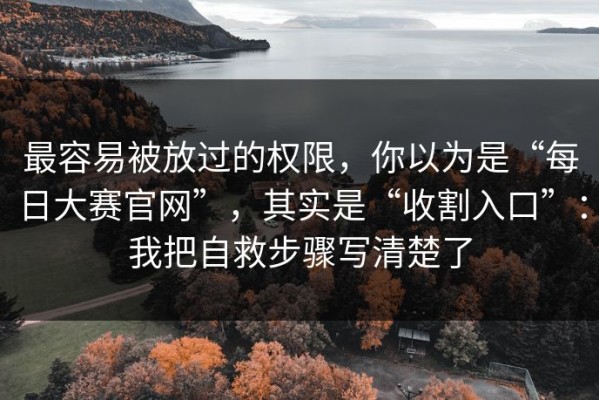 最容易被放过的权限，你以为是“每日大赛官网”，其实是“收割入口”：我把自救步骤写清楚了