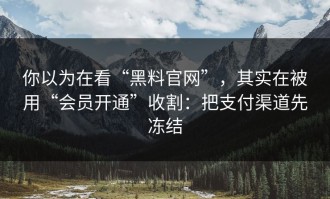 你以为在看“黑料官网”，其实在被用“会员开通”收割：把支付渠道先冻结