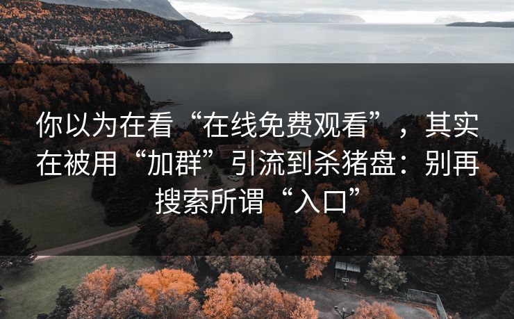 你以为在看“在线免费观看”，其实在被用“加群”引流到杀猪盘：别再搜索所谓“入口”