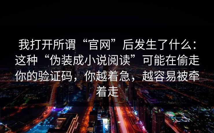 我打开所谓“官网”后发生了什么：这种“伪装成小说阅读”可能在偷走你的验证码，你越着急，越容易被牵着走