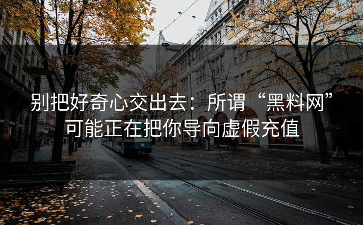 别把好奇心交出去：所谓“黑料网”可能正在把你导向虚假充值