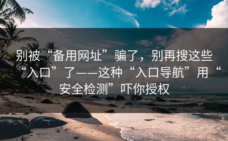 别被“备用网址”骗了，别再搜这些“入口”了——这种“入口导航”用“安全检测”吓你授权