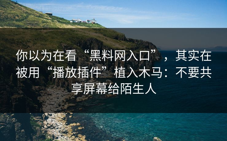 你以为在看“黑料网入口”，其实在被用“播放插件”植入木马：不要共享屏幕给陌生人