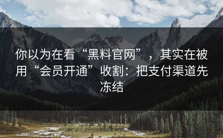 你以为在看“黑料官网”,其实在被用“会员开通”收割:把支付渠道先冻结 你以为在看“黑料官网”,其实在被用“会员开通”收割:把支付渠道先冻结