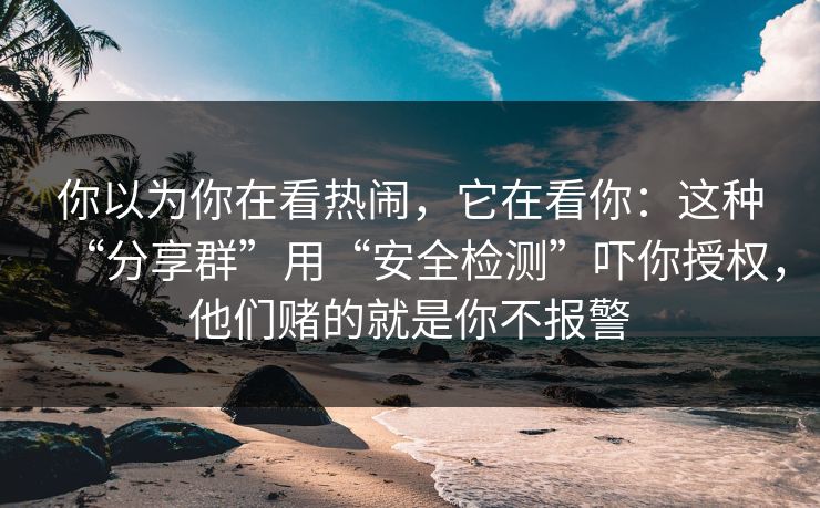 你以为你在看热闹,它在看你:这种“分享群”用“安全检测”吓你授权,他们赌的就是你不报警 你以为你在看热闹,它在看你:这种“分享群”用“安全检测”吓你授权,他们赌的就是你不报警